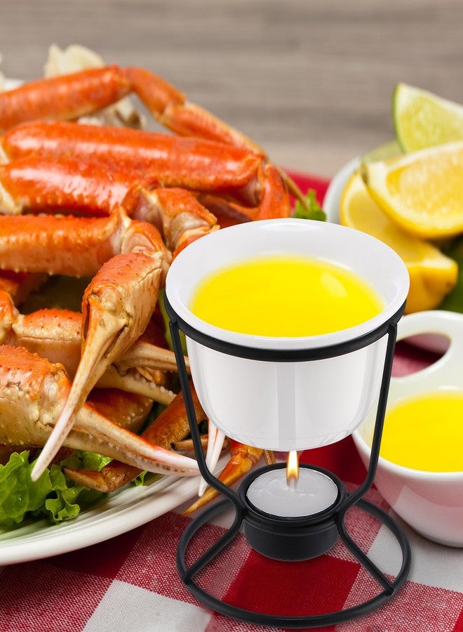 Rossesay 40 Pcs Ceramic Butter Warmers for Seafood Set 4.7oz 8 Pcs Butter Warmer with 32 Tealight Candles for Chocolate Cheese Fondue Melting, Dishwasher Safe, Microwave Safe, Oven, White - Image 4